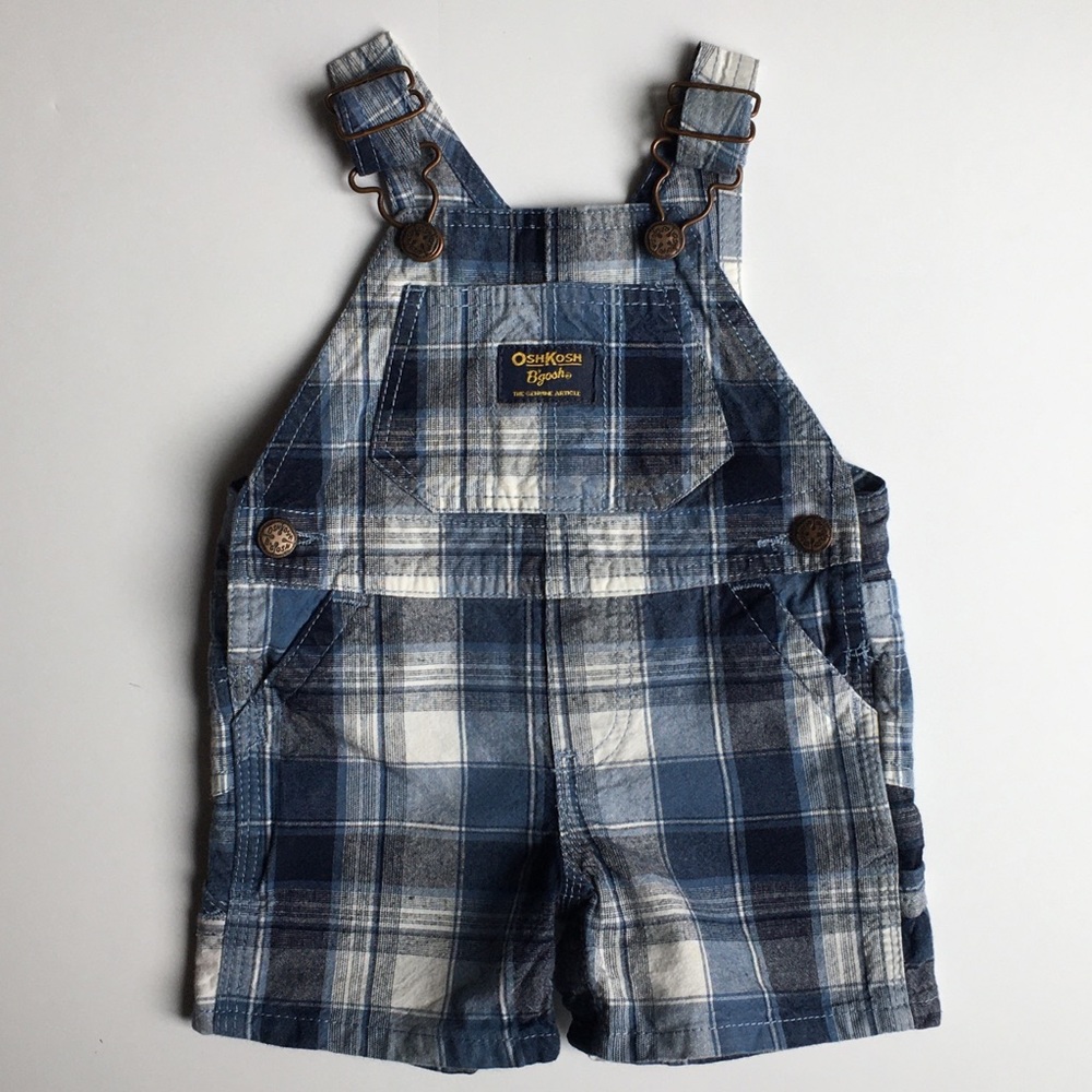 OshKosh overalls size 6 months shorts blue plaid